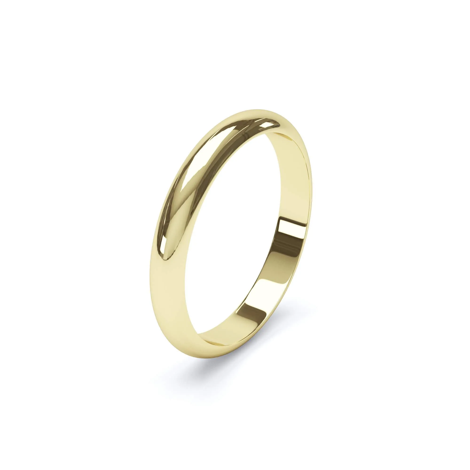 - D Shape Profile Plain Wedding Ring 18k Yellow Gold