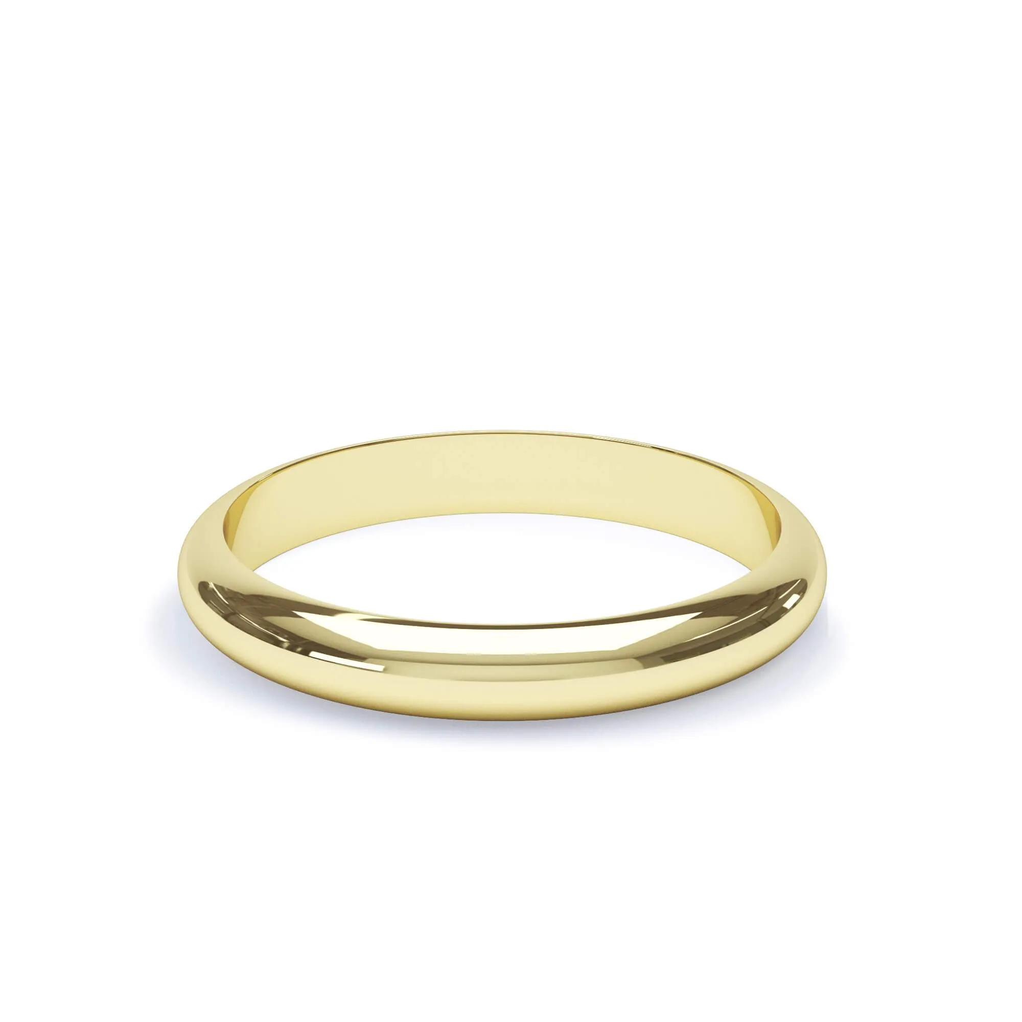 - D Shape Profile Plain Wedding Ring 18k Yellow Gold