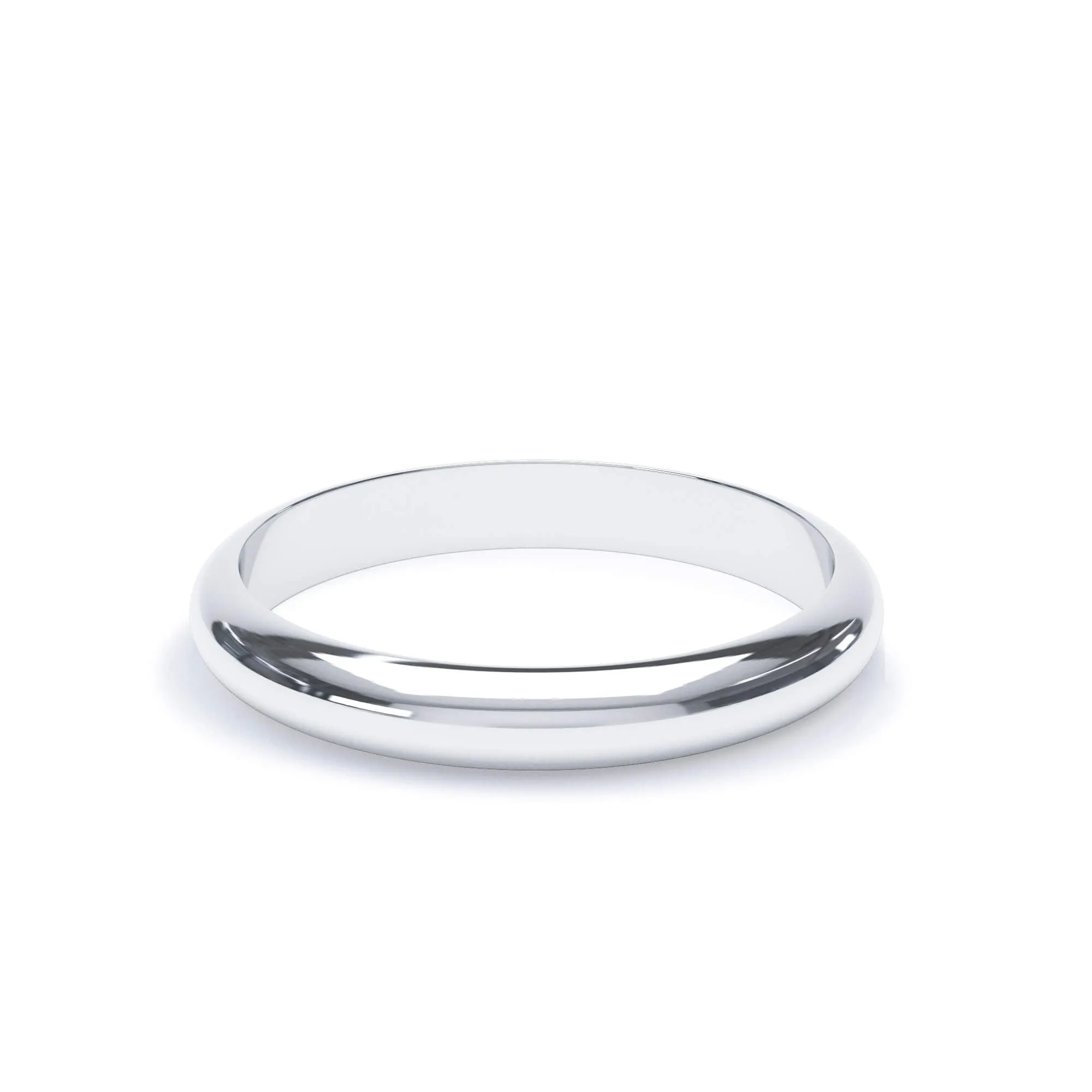 - D Shape Profile Plain Wedding Ring 9k White Gold