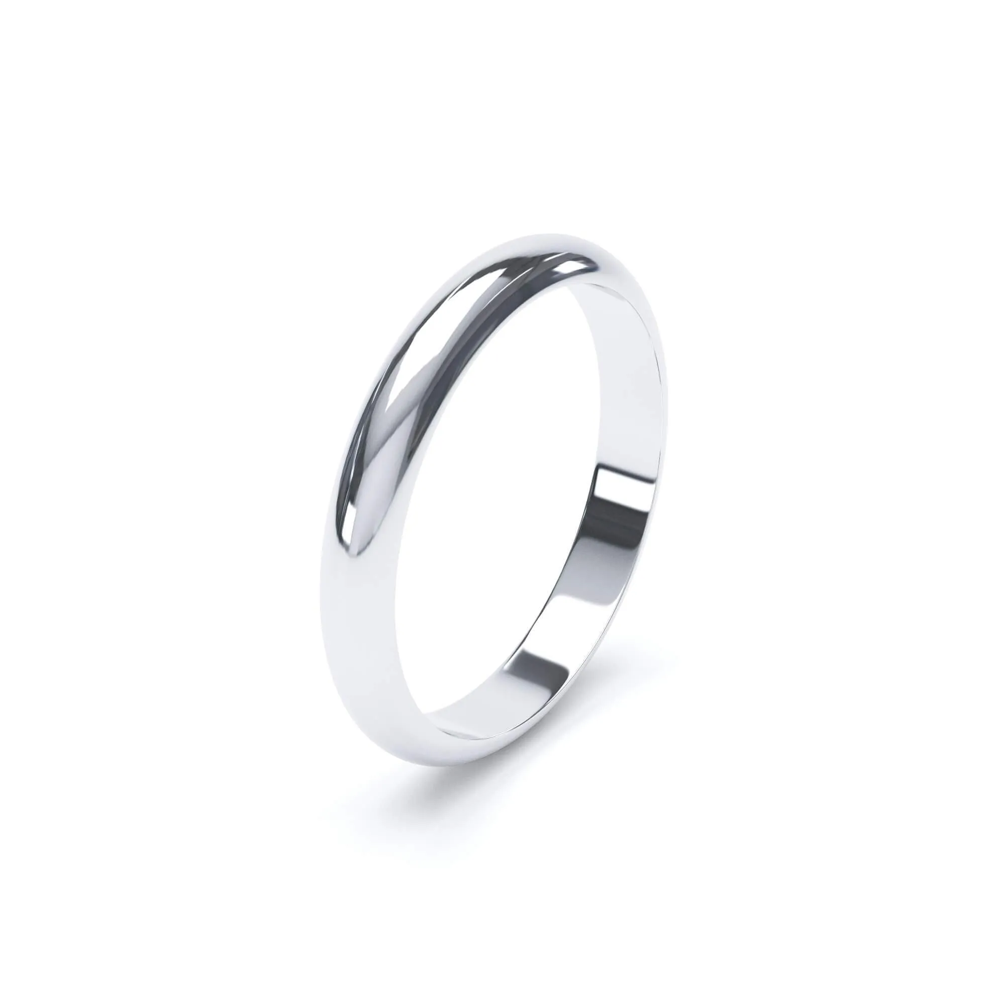 - D Shape Profile Plain Wedding Ring 9k White Gold