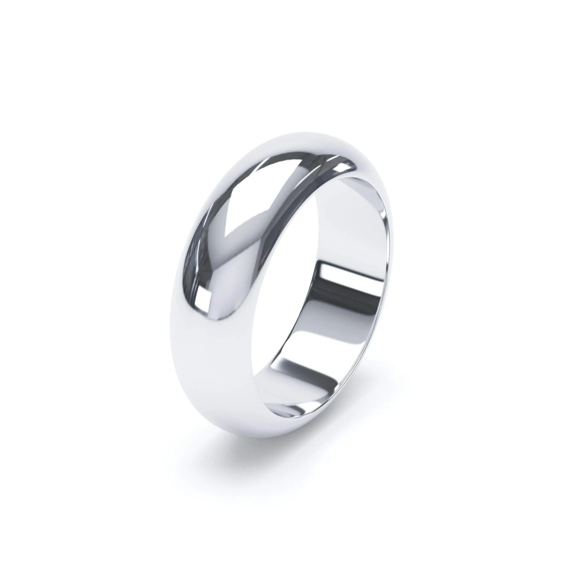 - D Shape Profile Wedding Ring 18k White Gold