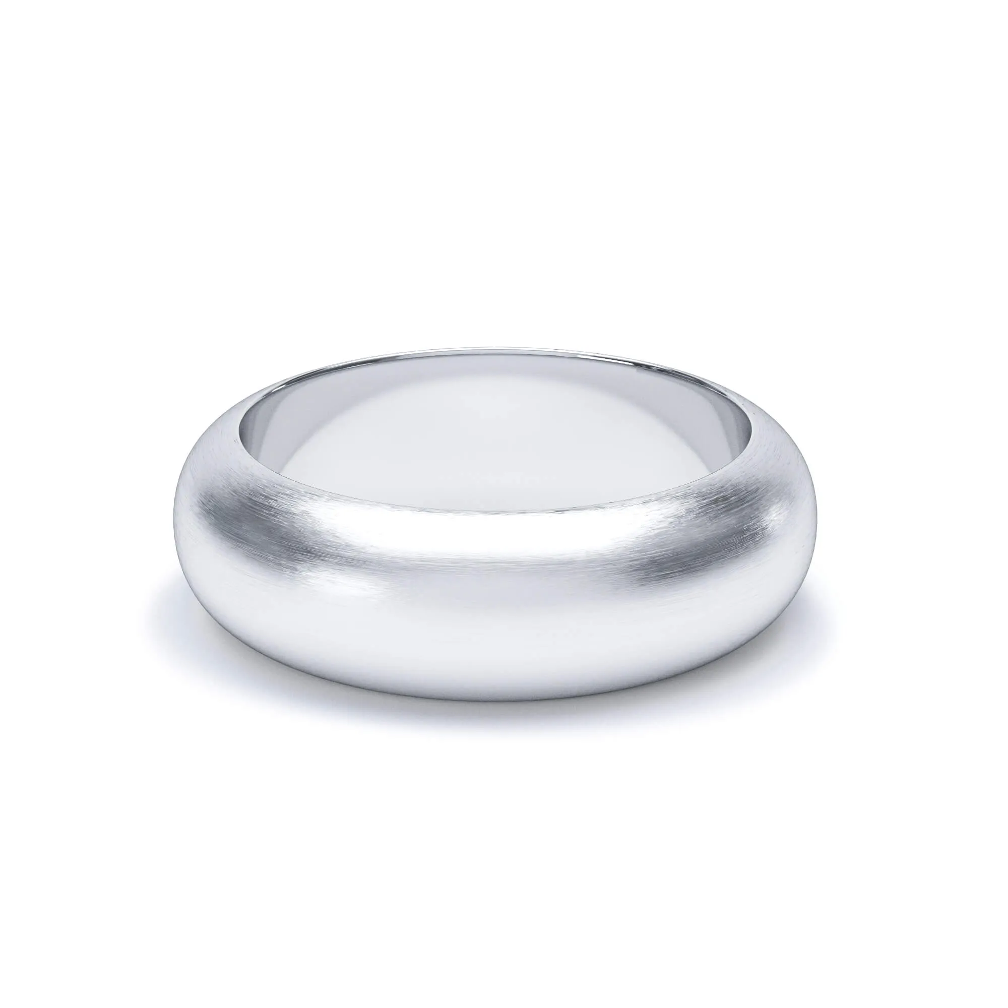 - D Shape Satin Polish Wedding Ring 9k White Gold