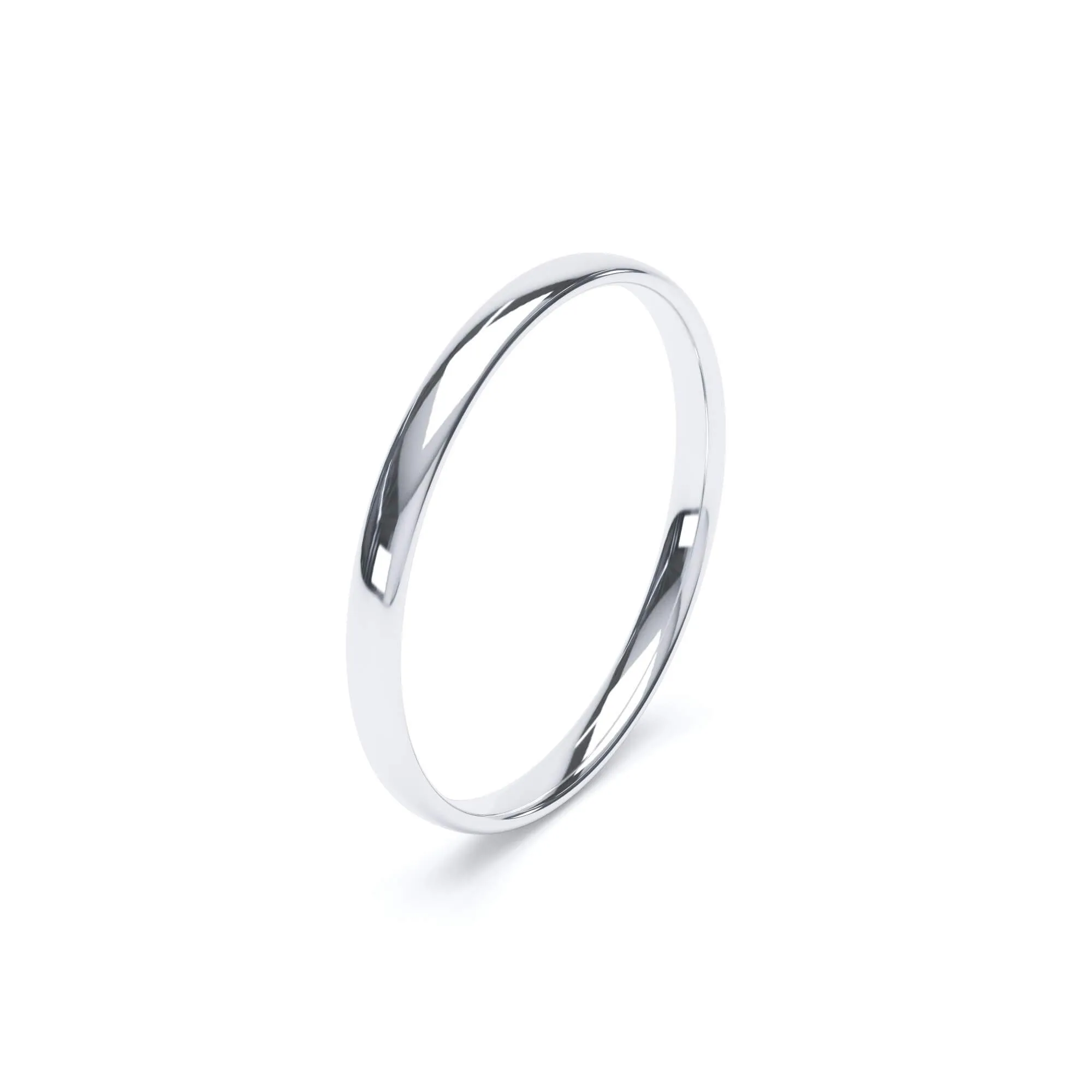 - Oval Profile Plain Wedding Ring 18k White Gold