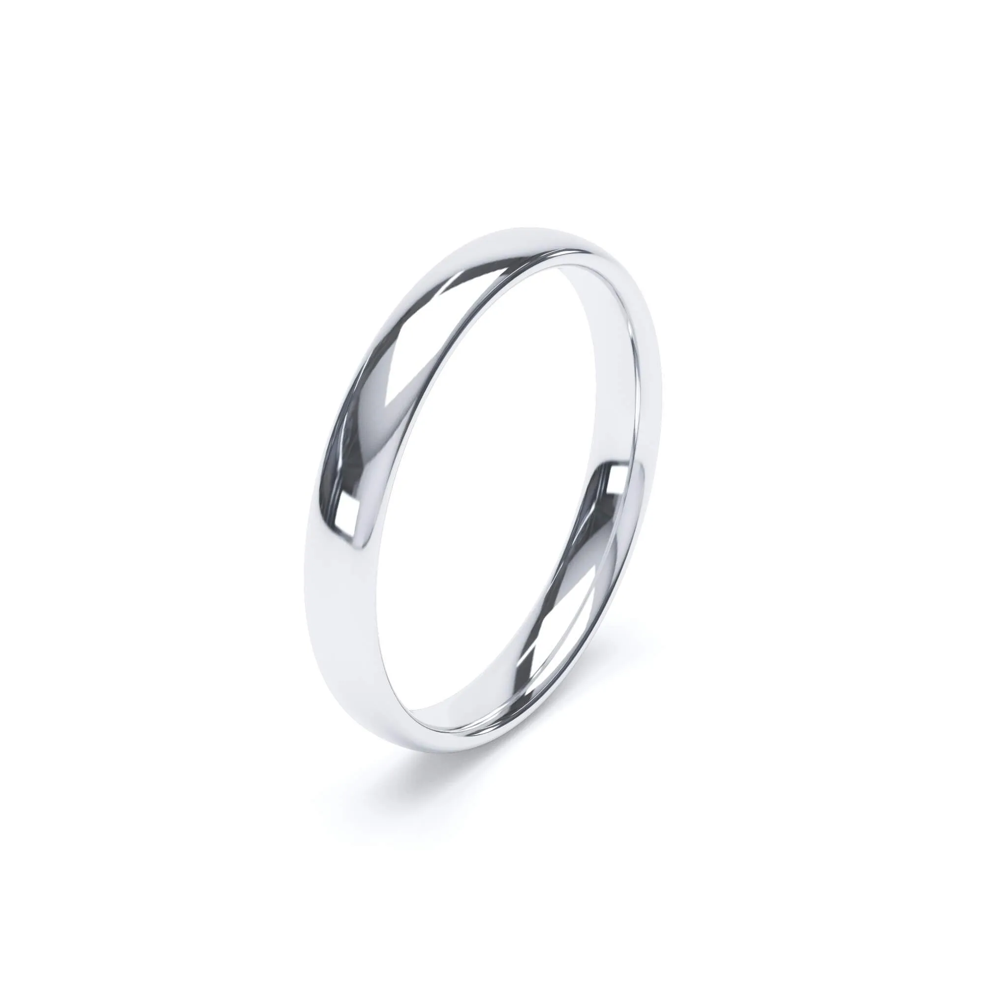 - Oval Profile Plain Wedding Ring 18k White Gold