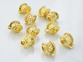 10x10mm Matte Gold Plated Alloy Textured Tea Kettle Bead Connector, Sold by 1 pack of 10pcs, 2mm hole opening