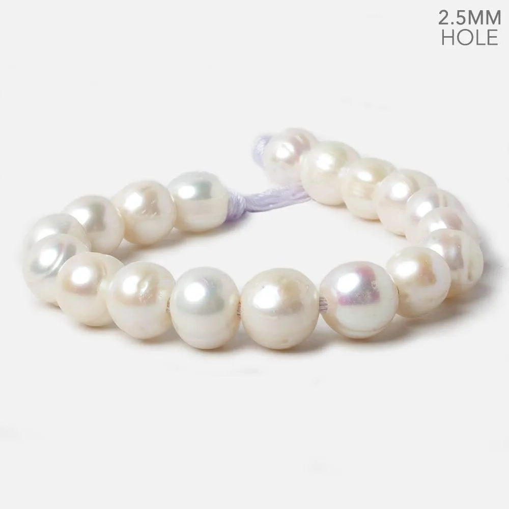 11-12mm Off White Baroque Large Hole Freshwater Pearl 8 inch 18 pieces