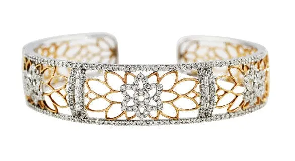 18k Rose Gold White and Rose Gold Diamond Cuff