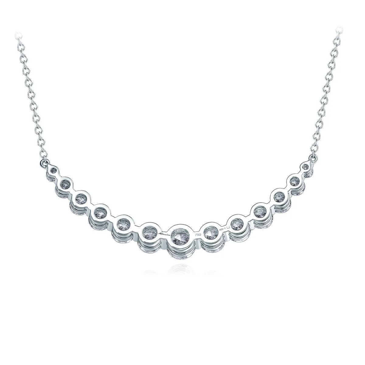 18K WHITE GOLD DIAMOND SMILE NECKLACE 2.04CT G/SI