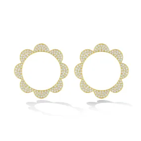 18K Yellow Gold TRIPLET Stud with White Diamonds