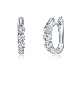 3-Stone Huggie Hoop Earrings