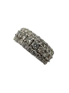 5.50 Carats TW Diamond Eternity Three Row White Gold Band Ring Size 9.25