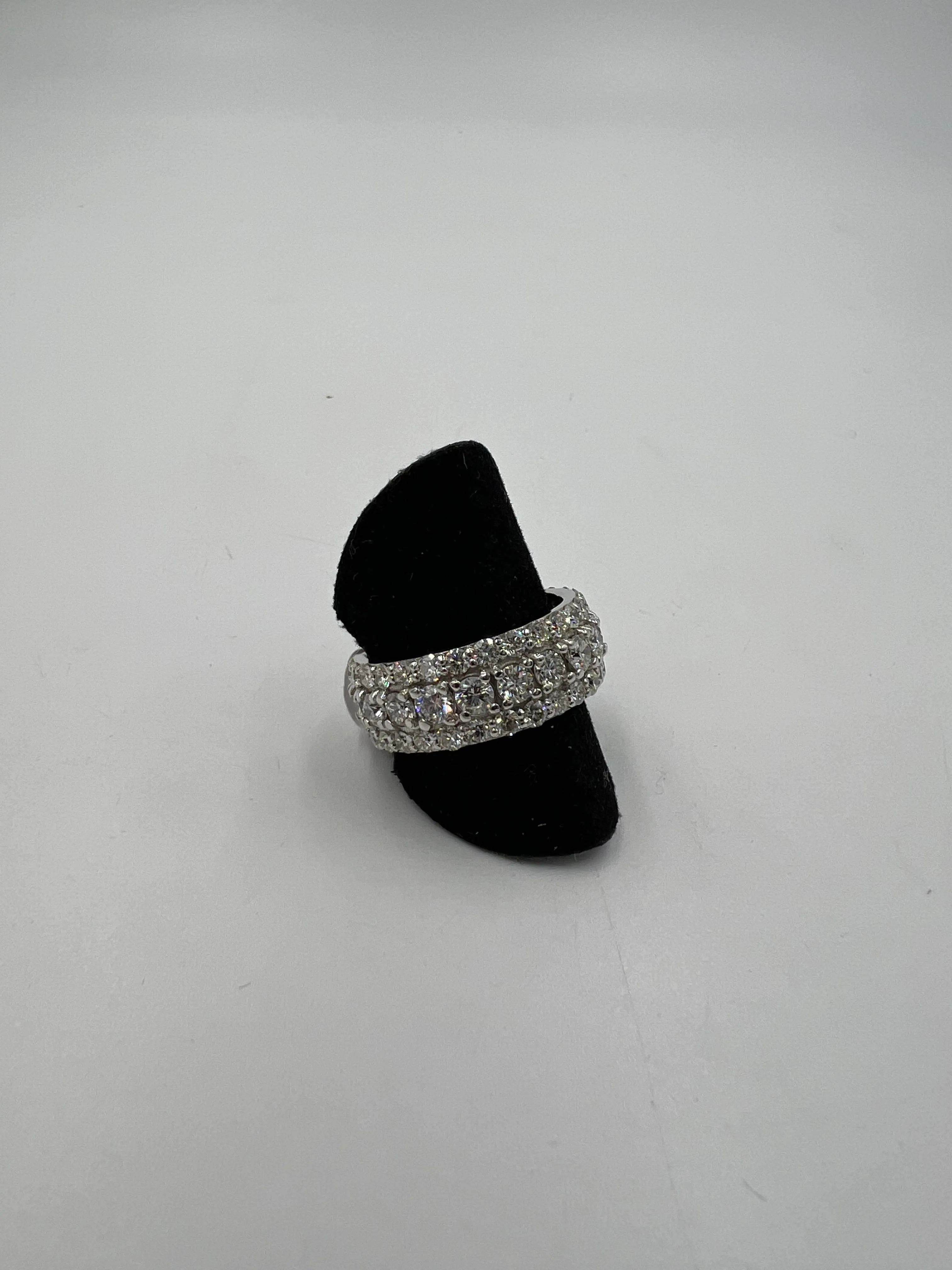 5.50 Carats TW Diamond Eternity Three Row White Gold Band Ring Size 9.25