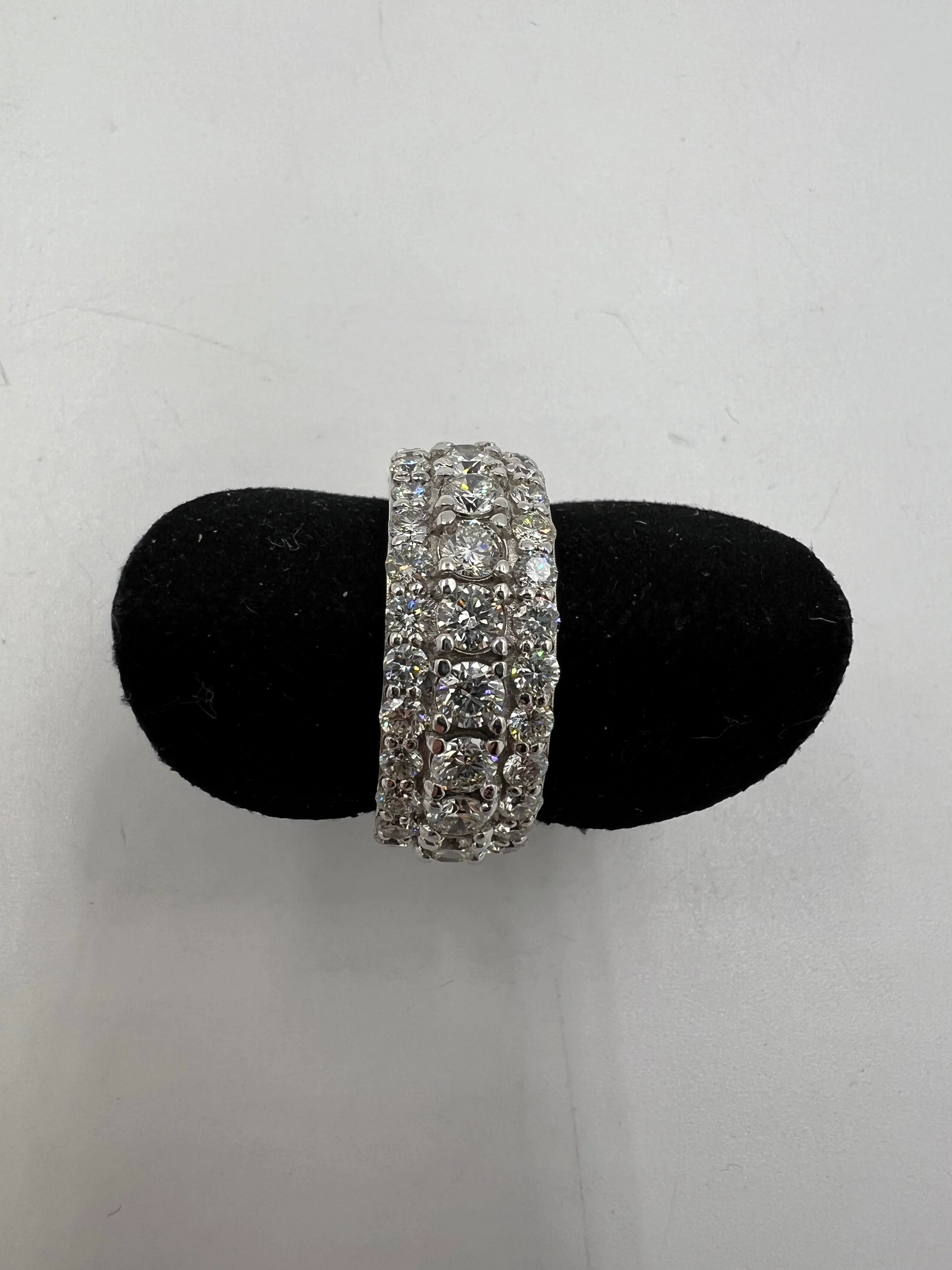 5.50 Carats TW Diamond Eternity Three Row White Gold Band Ring Size 9.25