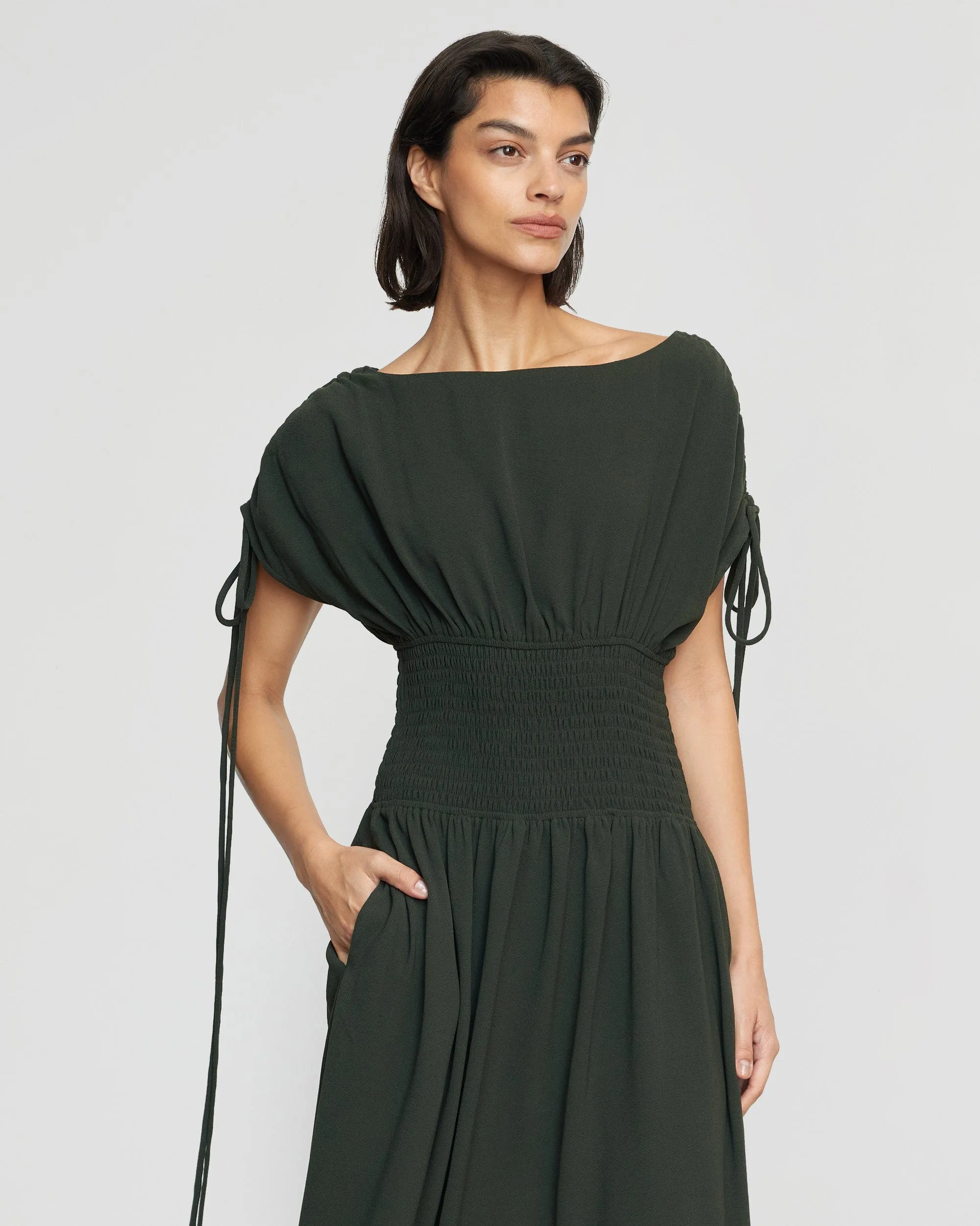 Ayumi Gathered-Shoulder Dress