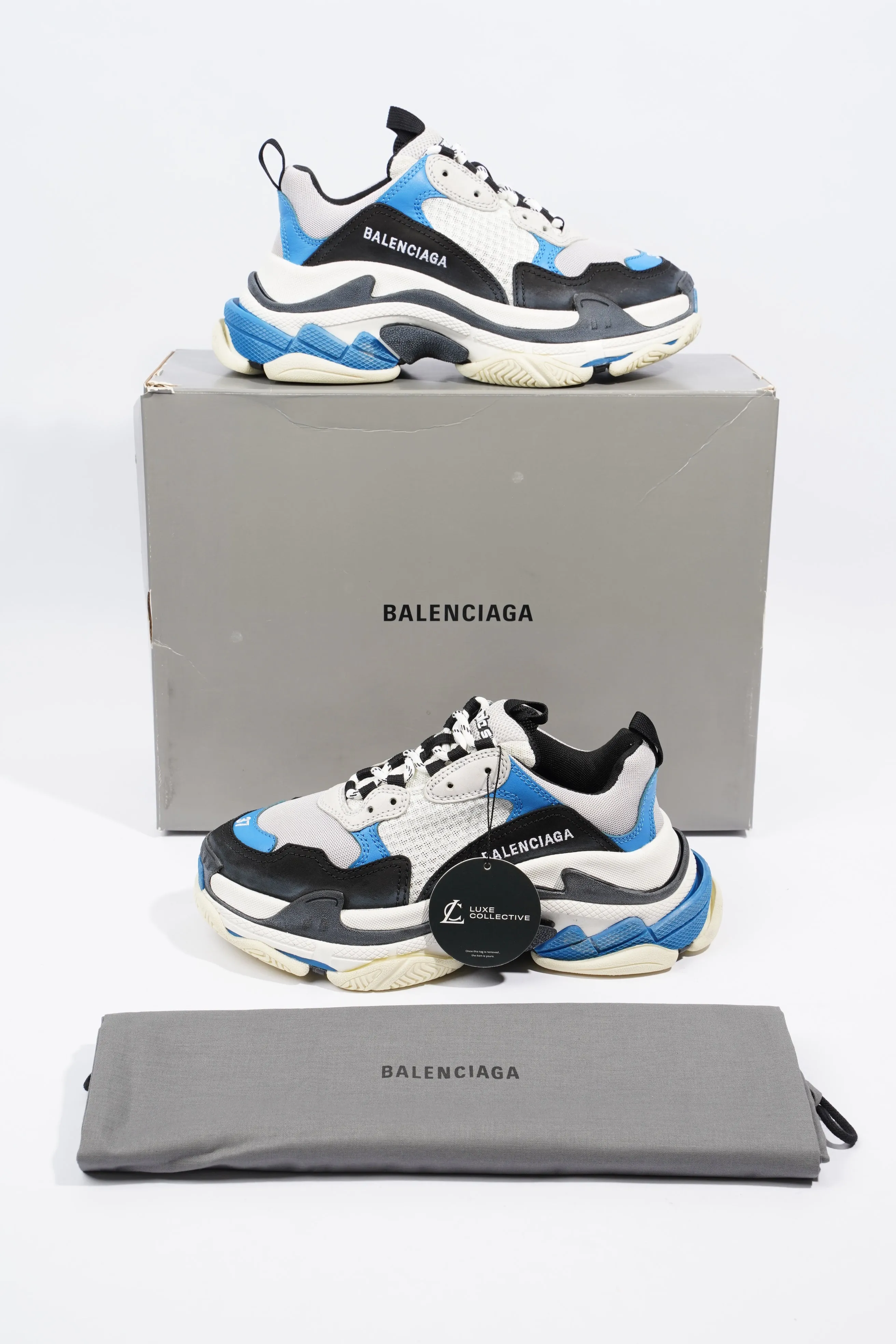 Balenciaga Triple S White / Black / Blue Mesh EU 37 UK 4