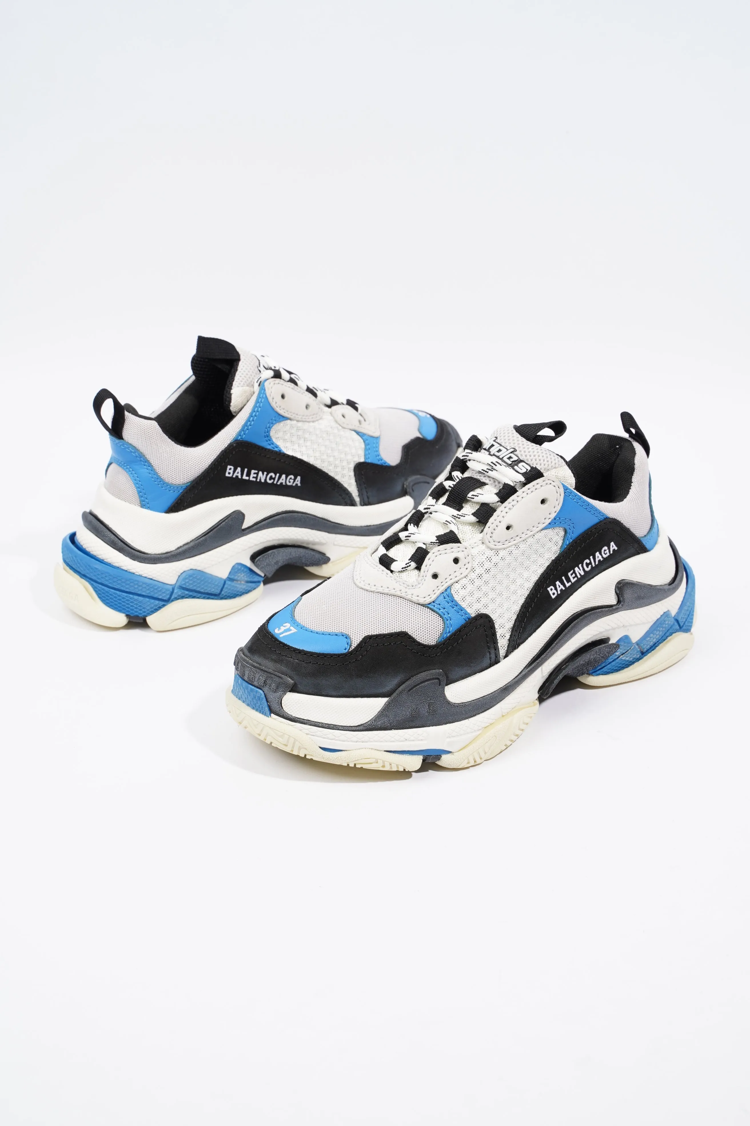 Balenciaga Triple S White / Black / Blue Mesh EU 37 UK 4