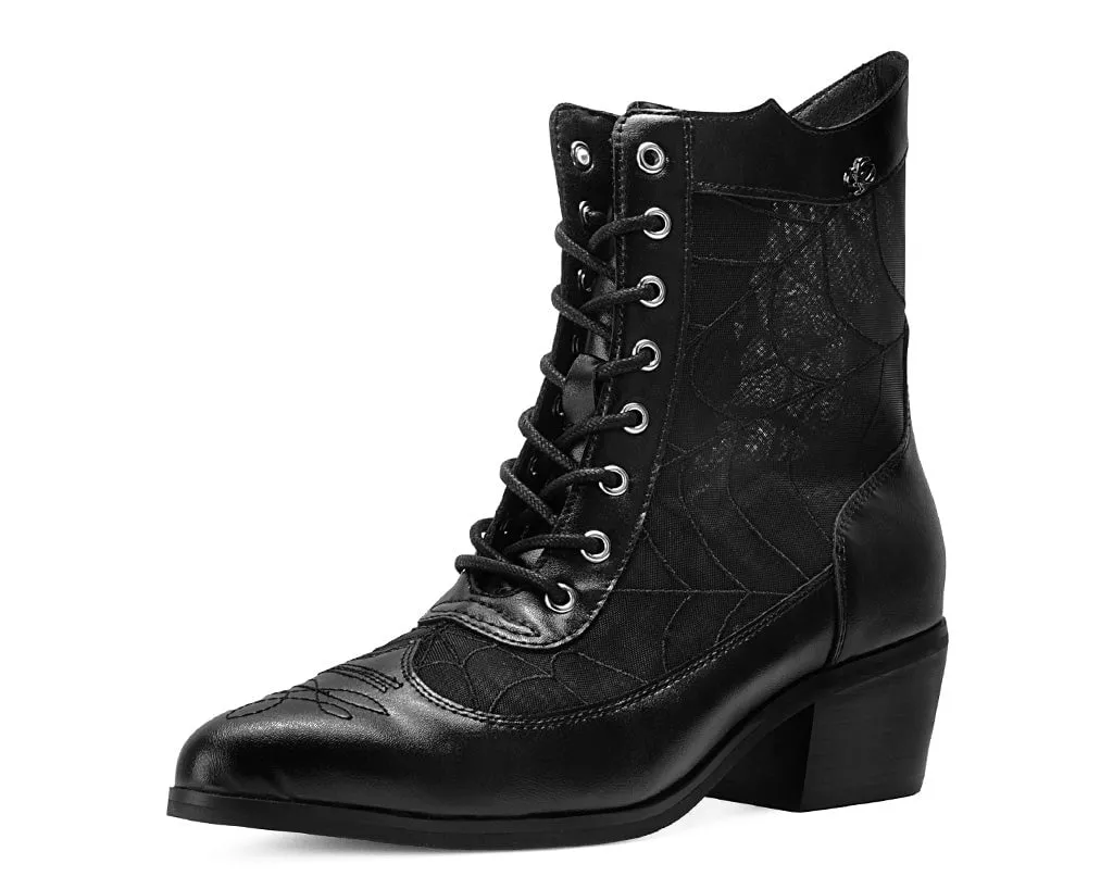 Black Victorian Mesh Spiderweb Boot