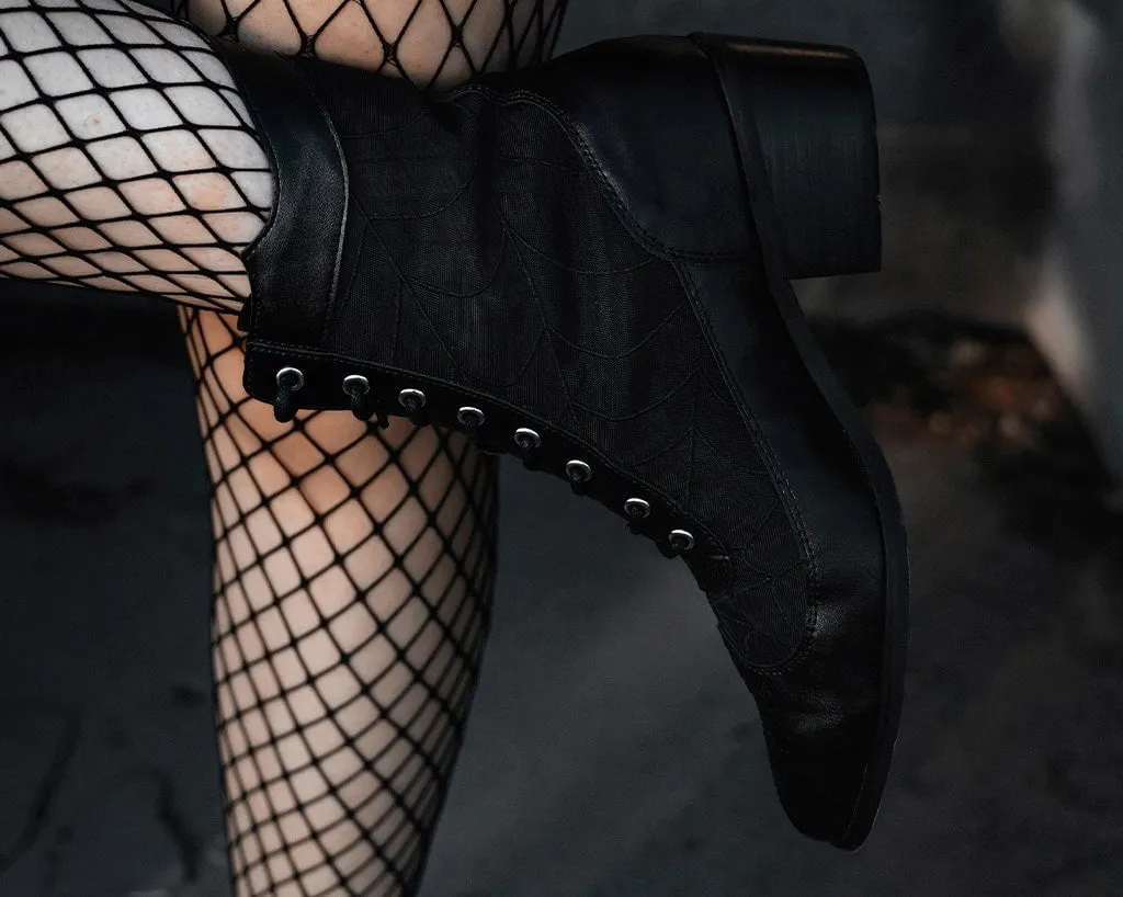 Black Victorian Mesh Spiderweb Boot