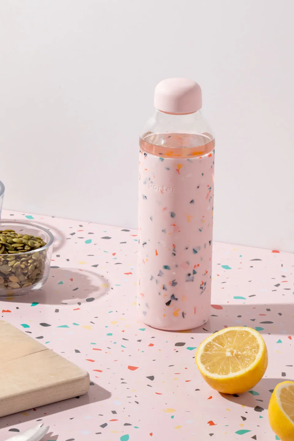 Blush Confetti Terrazzo Glass Bottle 591ml