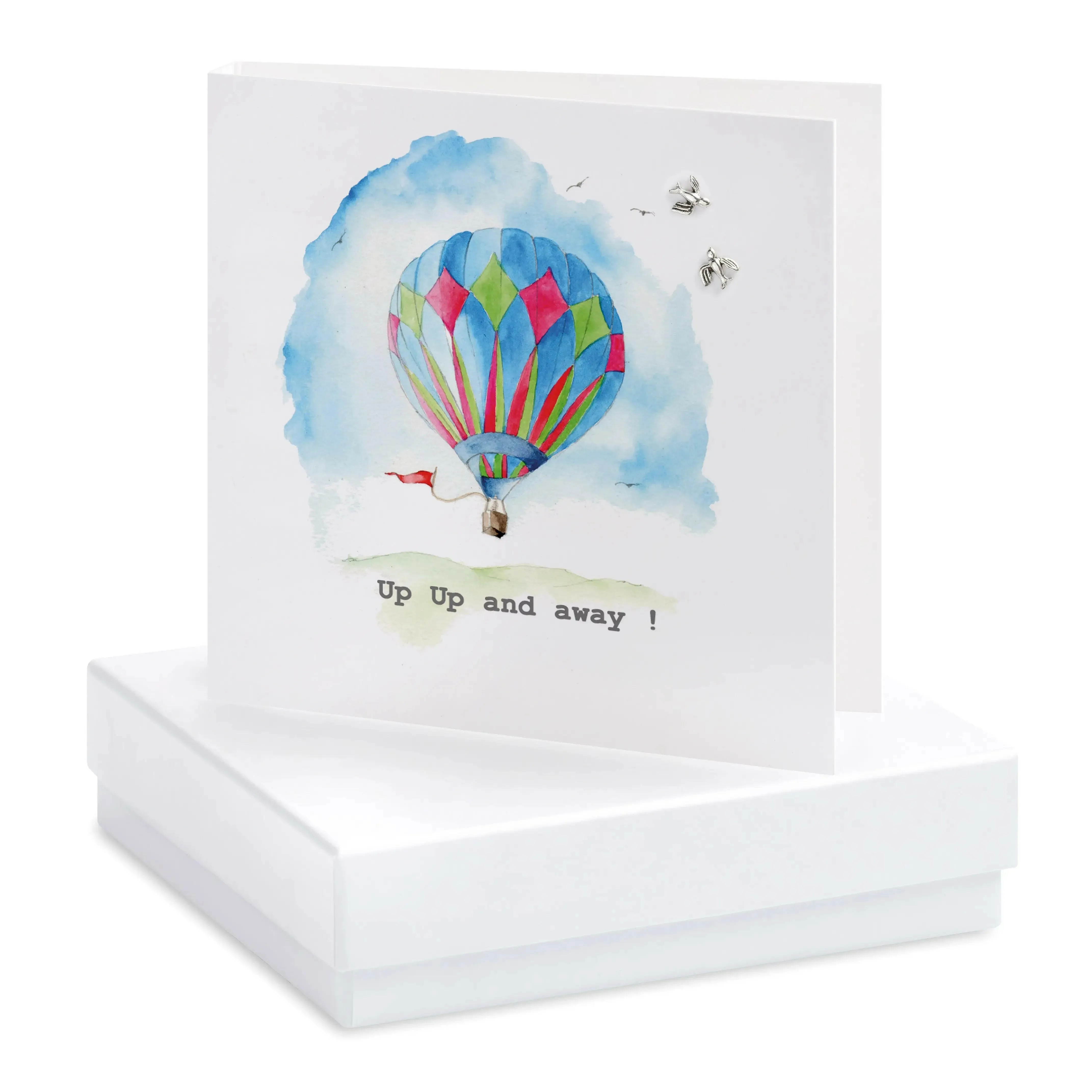 Boxed Up Up and Away! Hot Air Balloon Earring Card