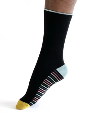 Conall Stripe Bamboo Socks - Black