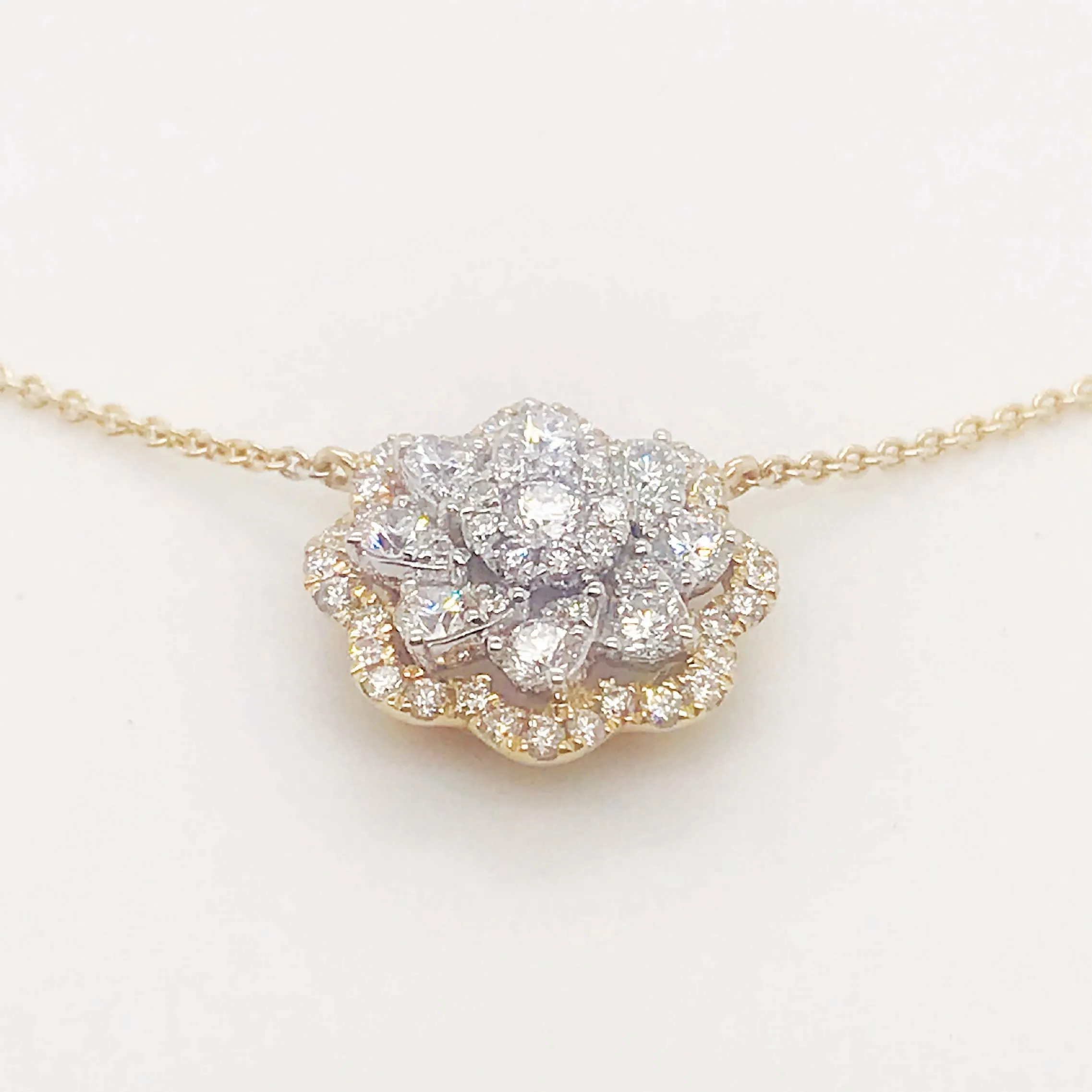 Diamond Cluster Flower Necklace