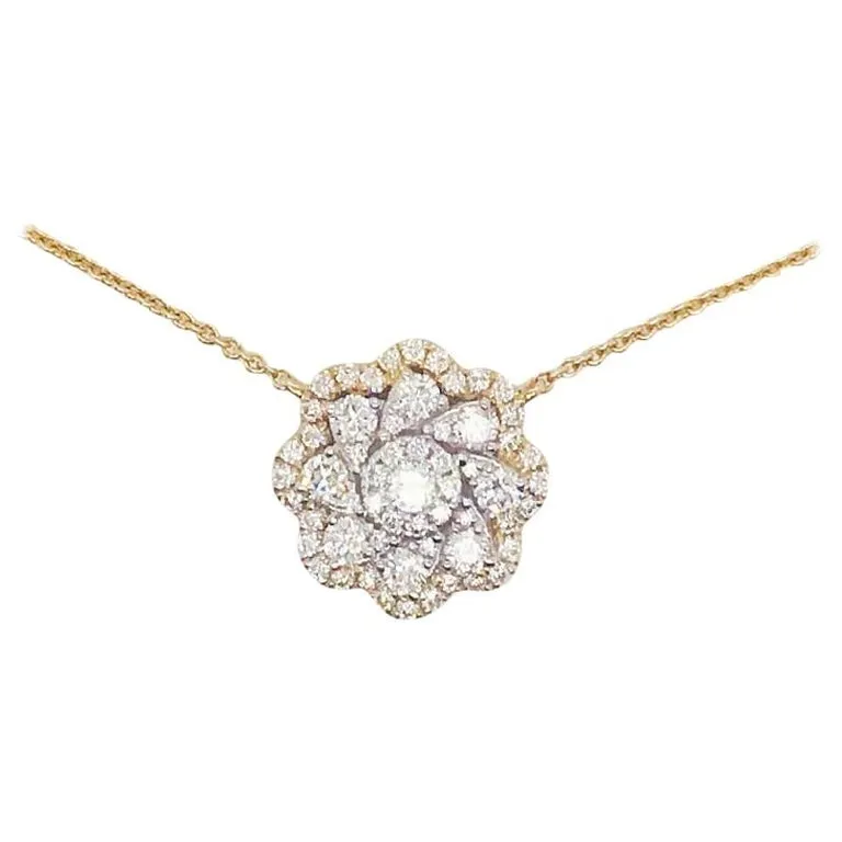 Diamond Cluster Flower Necklace