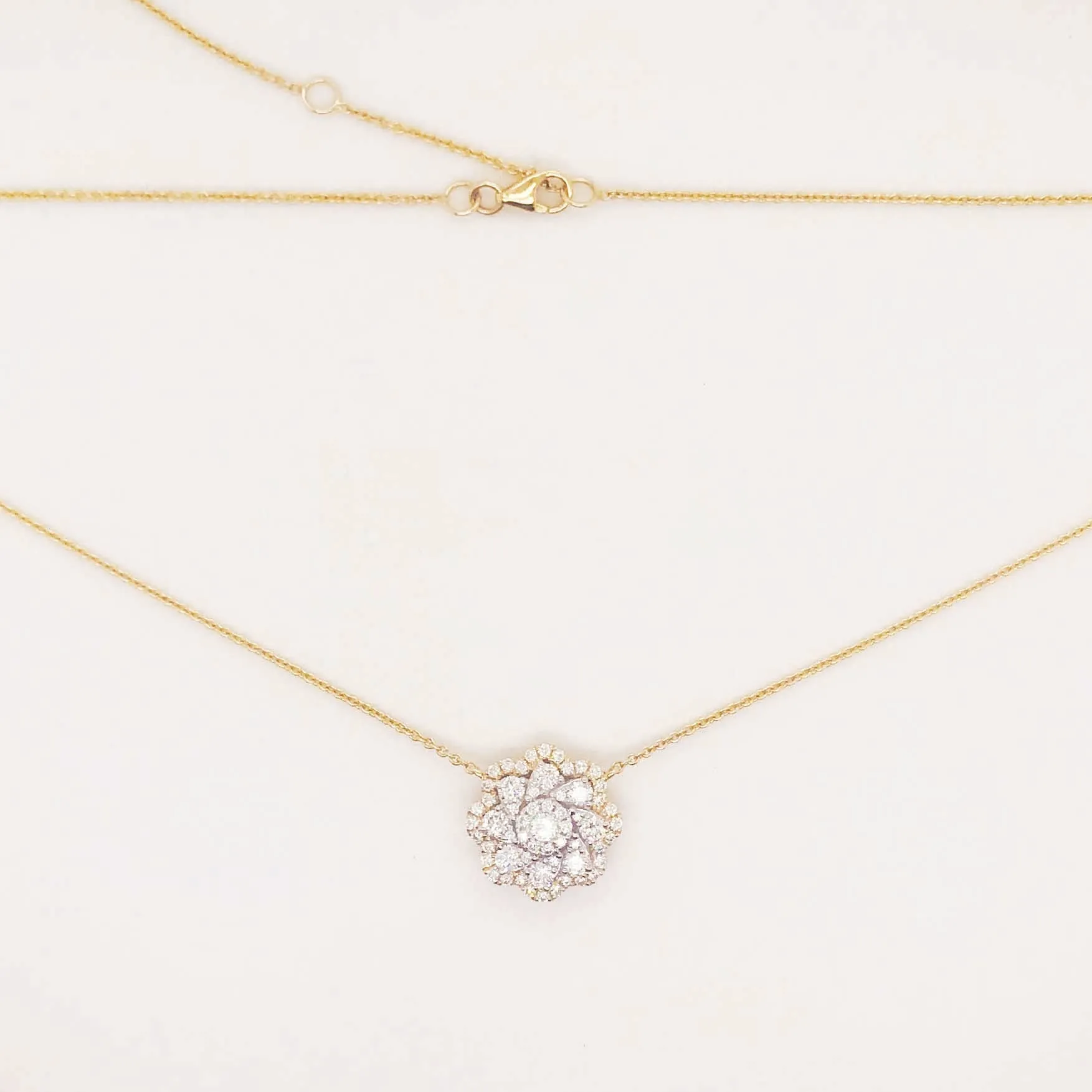 Diamond Cluster Flower Necklace