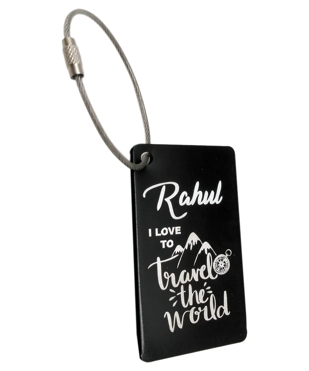 Engraved Black Metal Bag Tag