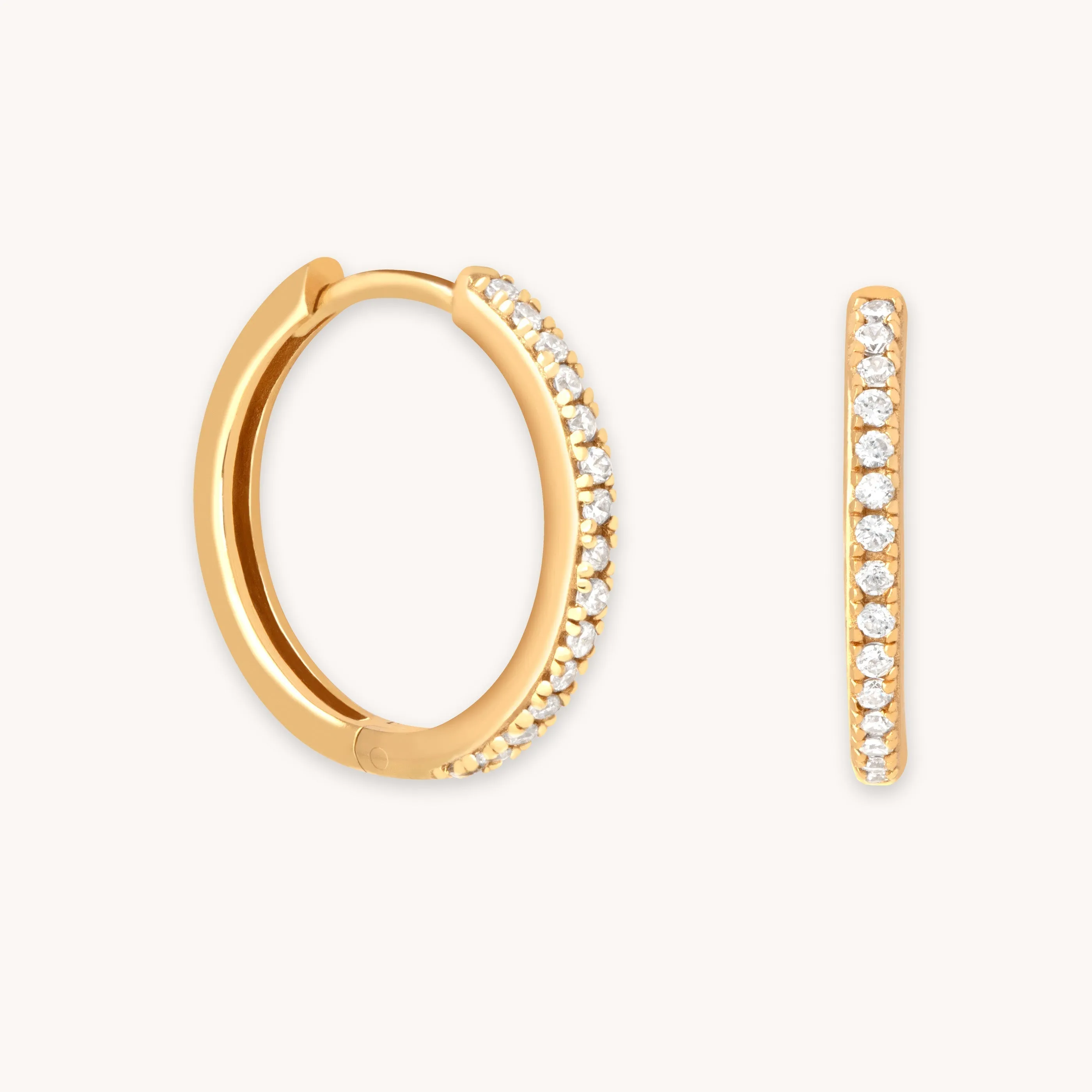 Essential Crystal Medium Hoops in Gold