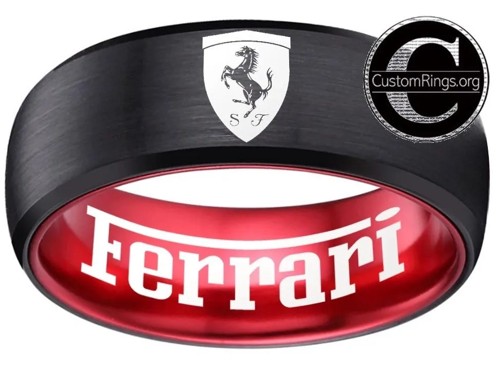 Ferrari Ring Ferrari Logo Ring Black and Red Wedding Band #ferrari #spider