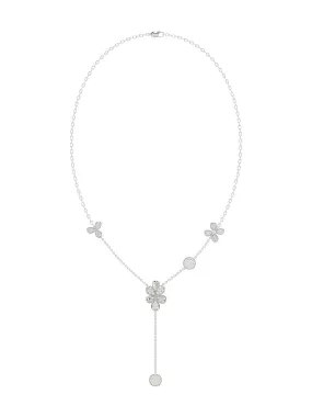 Floral White Gold Y Necklace