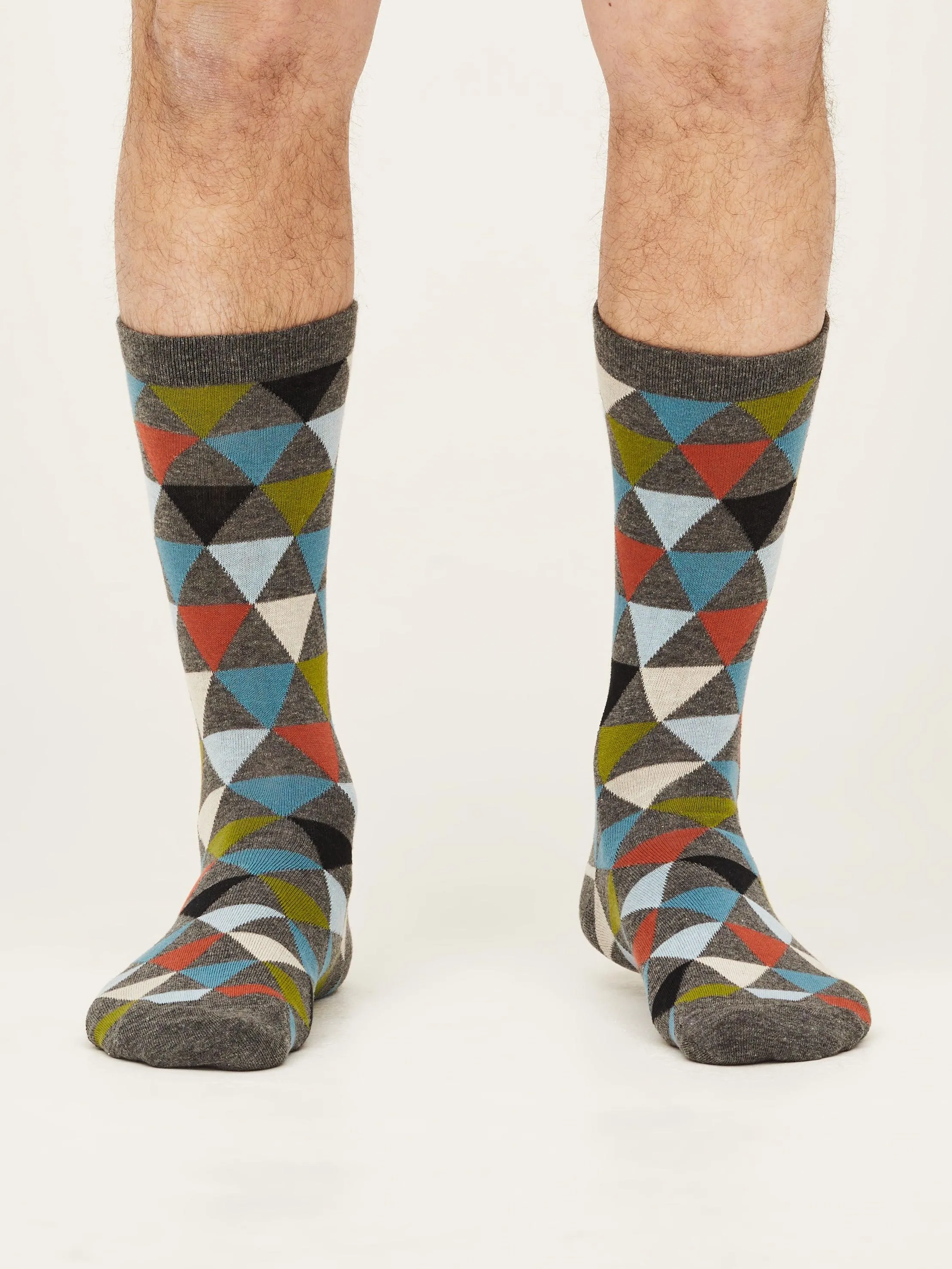 Geometric Socks - Dark Grey Marle