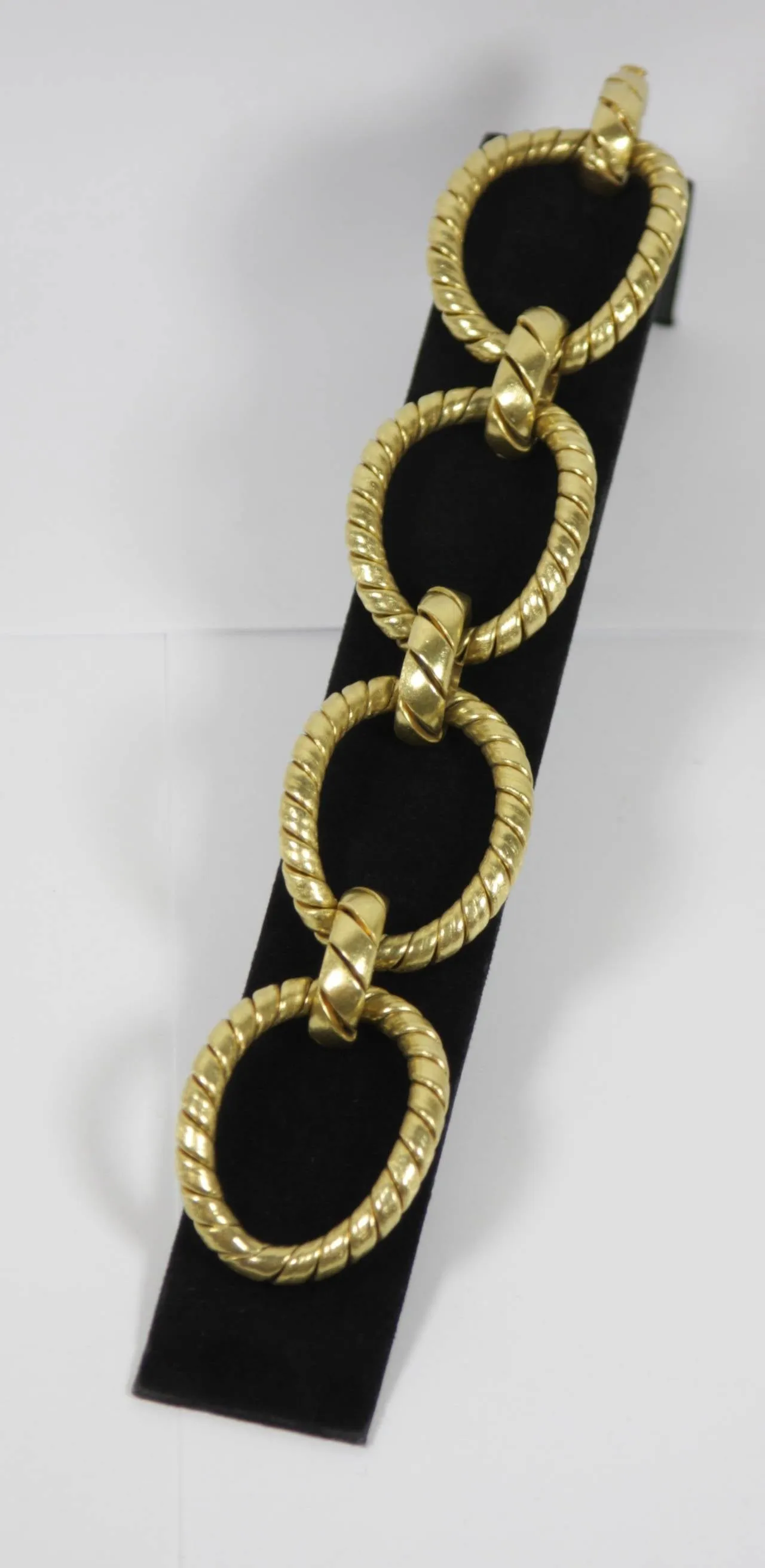 GOLD Textured Large Cable Link Bracelet 18 Karat Yellow Gold