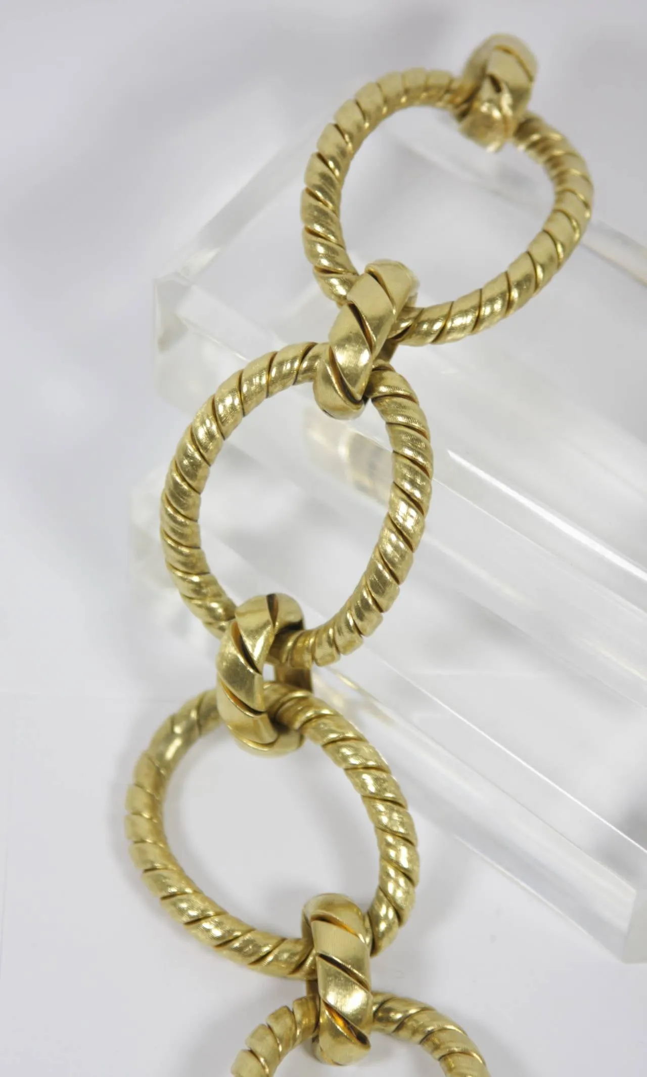 GOLD Textured Large Cable Link Bracelet 18 Karat Yellow Gold