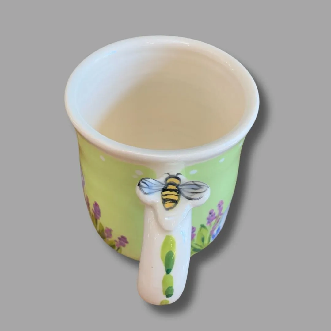 Green Bunny Mug with Bee Button