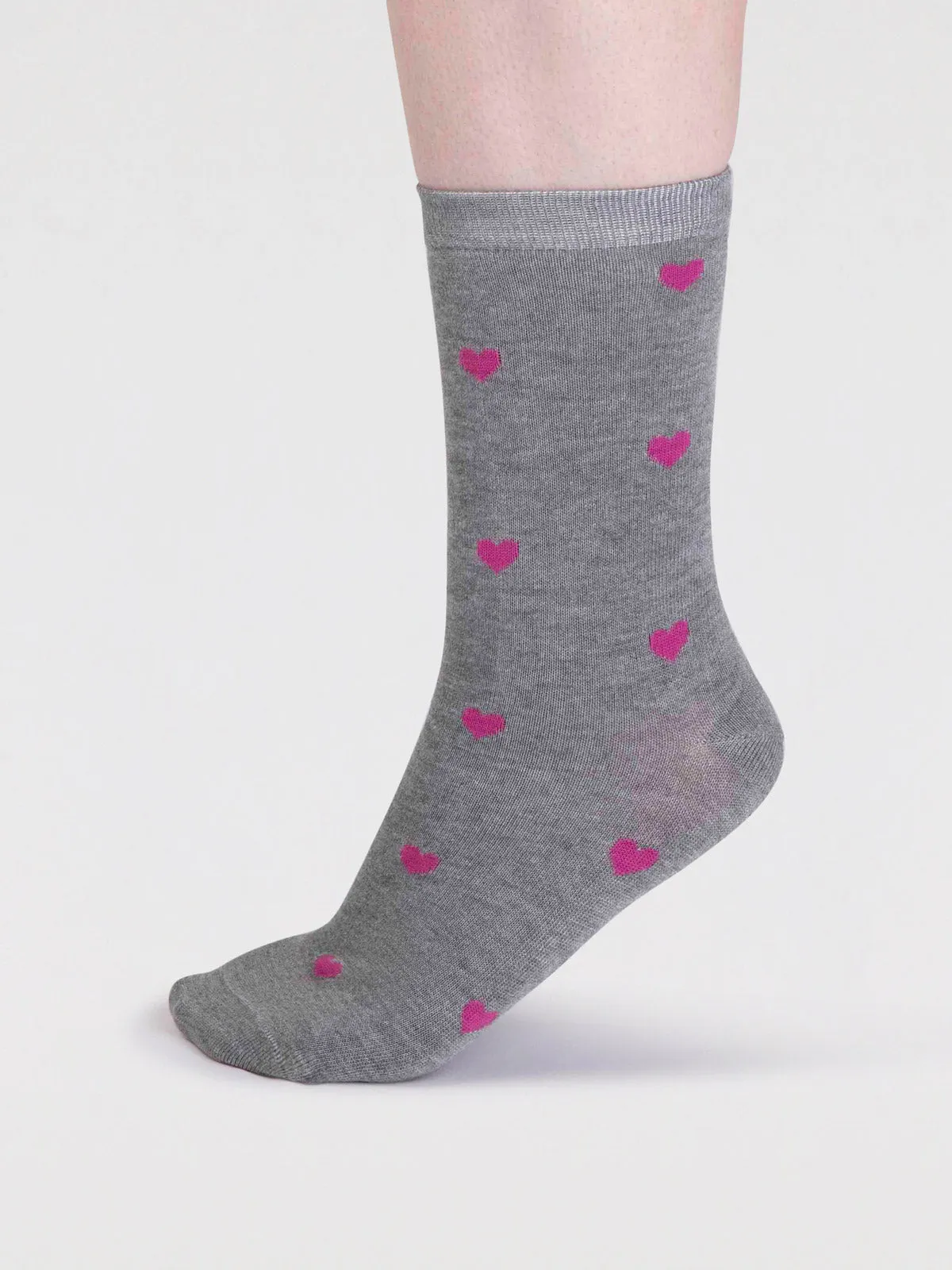 Haddie Bamboo Love Heart Socks - Grey Marle