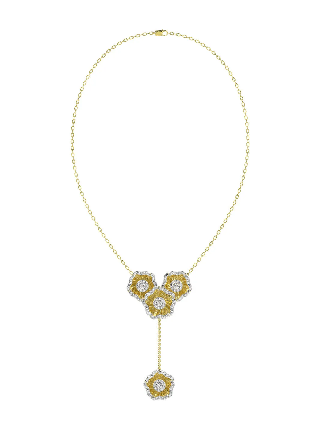 Halo Flower Rose Gold Y Necklace