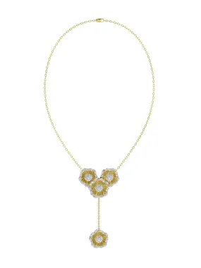 Halo Flower Rose Gold Y Necklace