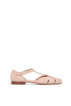 Harlow Ballerina Flat Shoe in Blush Suede