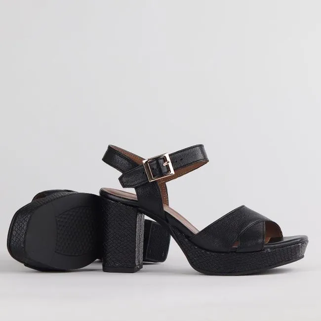 High Heel Platform Sandal in Black - 12676