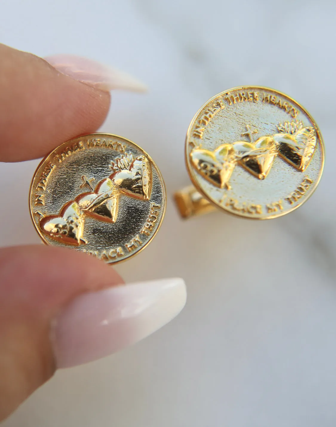 Holy Family Hearts® Cufflinks in Vermeil