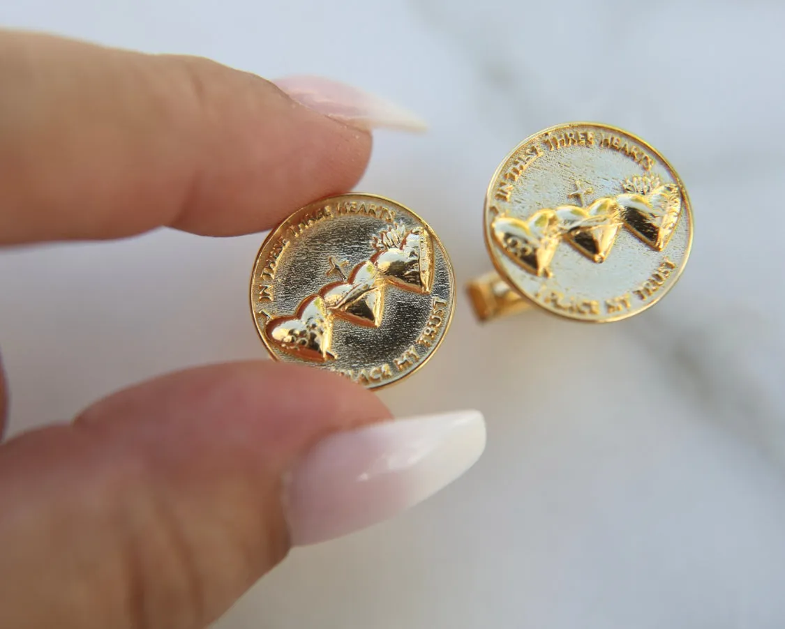 Holy Family Hearts® Cufflinks in Vermeil