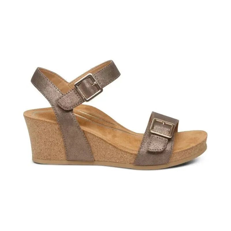 Lexa Quarter Strap Wedge - Bronze