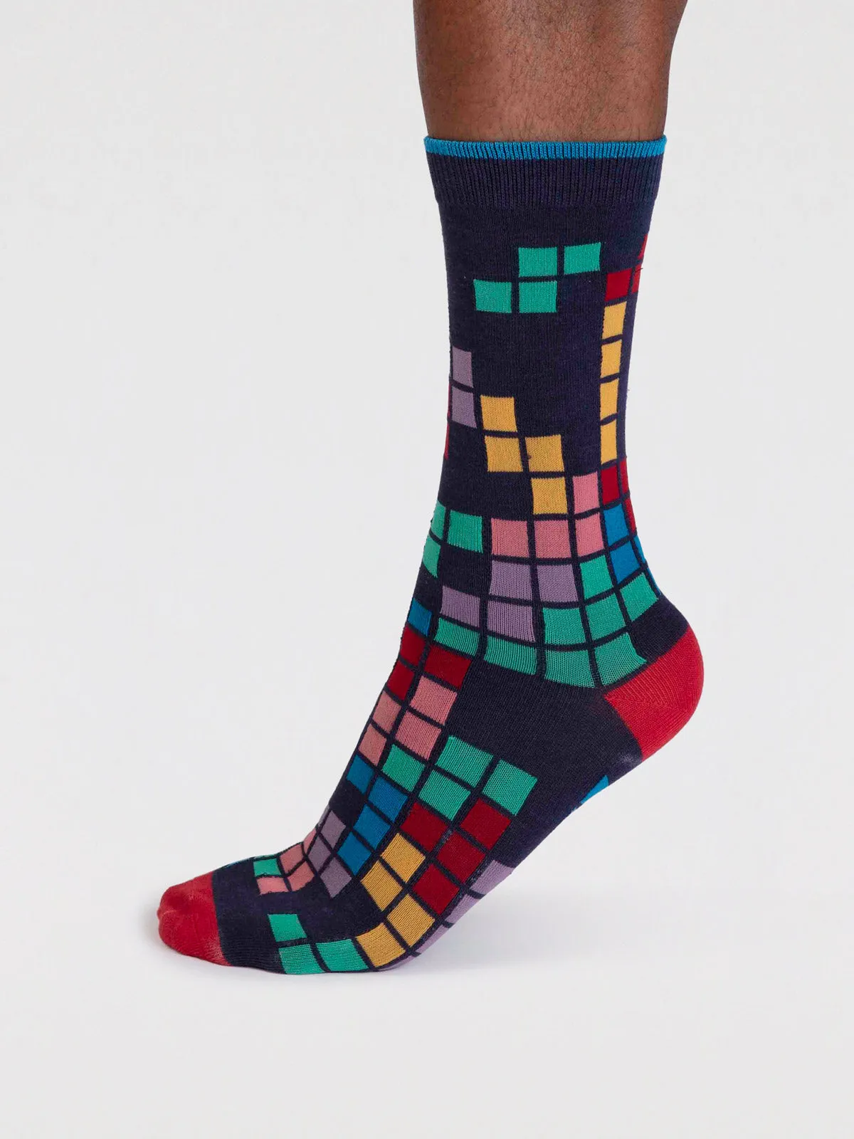 Lucas Bamboo Arcade Socks. - Indigo Blue