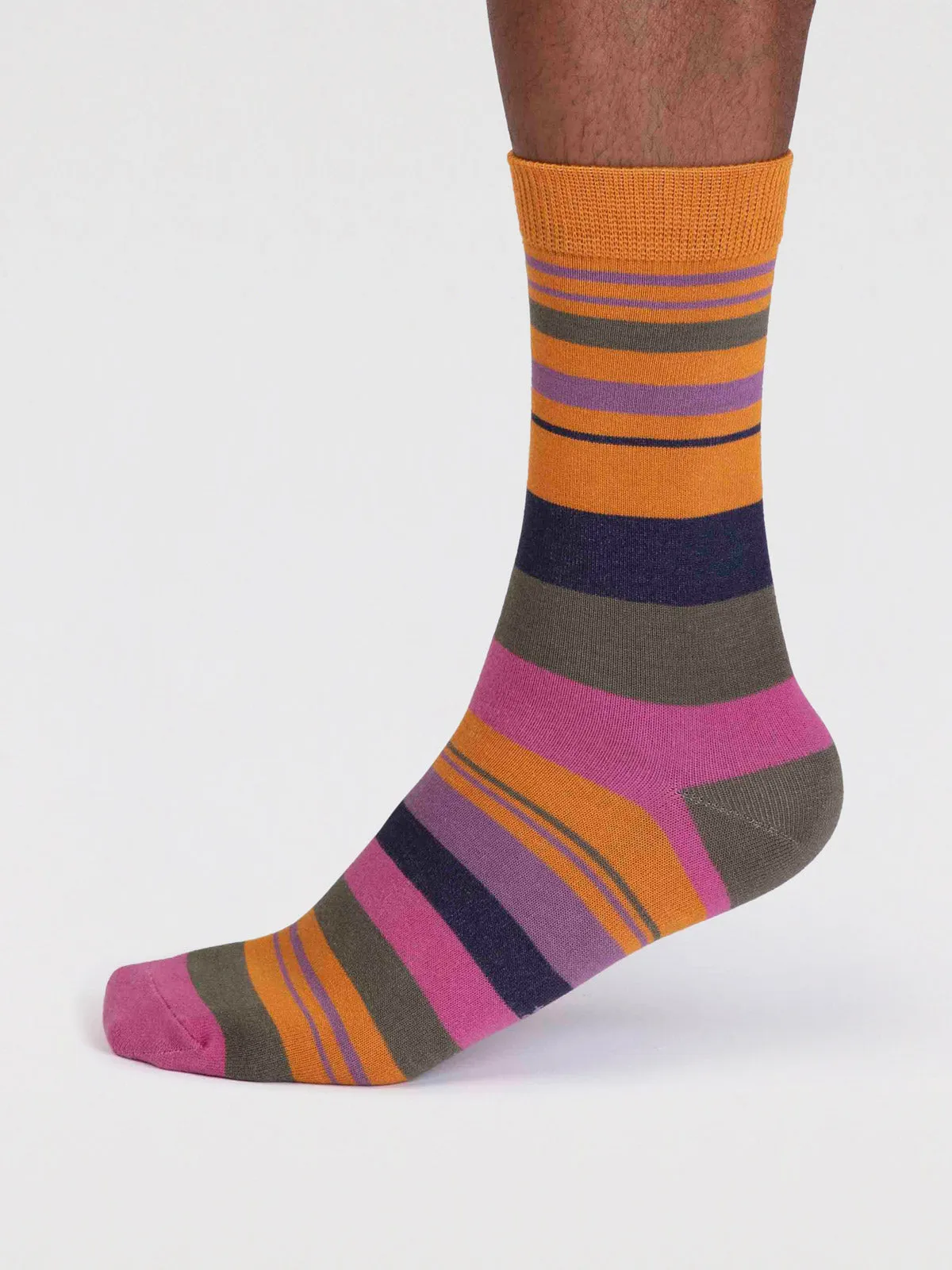 Maddock Bamboo Stripe Socks - Tumeric Yellow