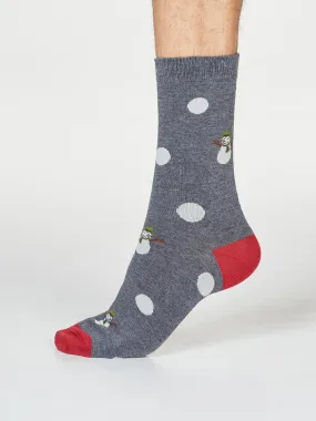 Markus Snowman Socks - Dark Grey Marle