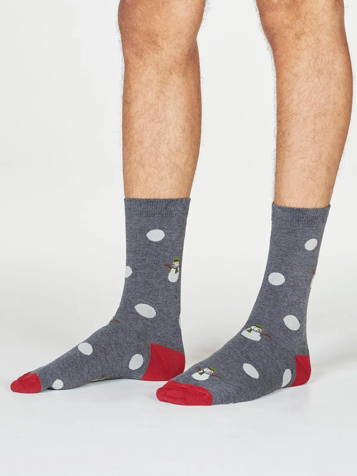 Markus Snowman Socks - Dark Grey Marle