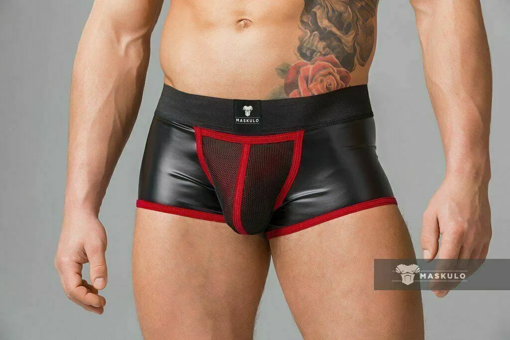 MASKULO Boxer-Jock Combo Bottomless Youngero Mesh Red TR050-10 5