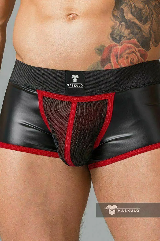 MASKULO Boxer-Jock Combo Bottomless Youngero Mesh Red TR050-10 5